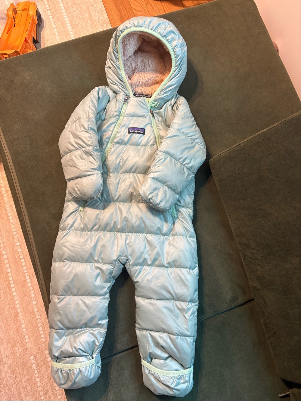 Patagonia Light Green Insulated Baby Bunting